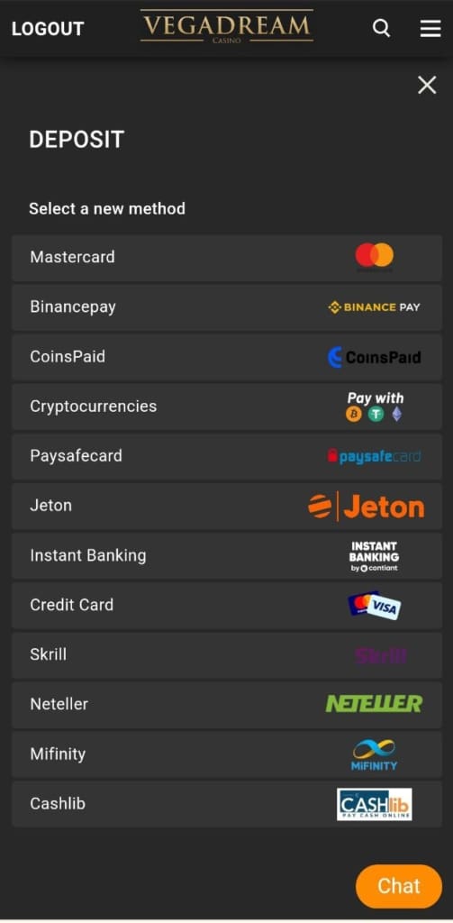 Vegadream Casino Screen