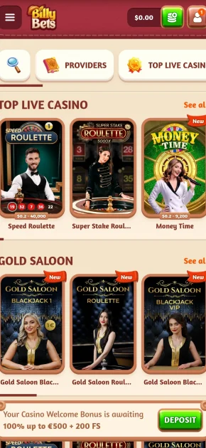 billybets casino live games