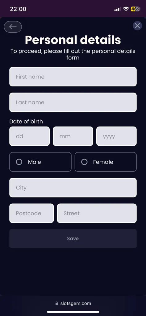 SlotsGem Casino Registration