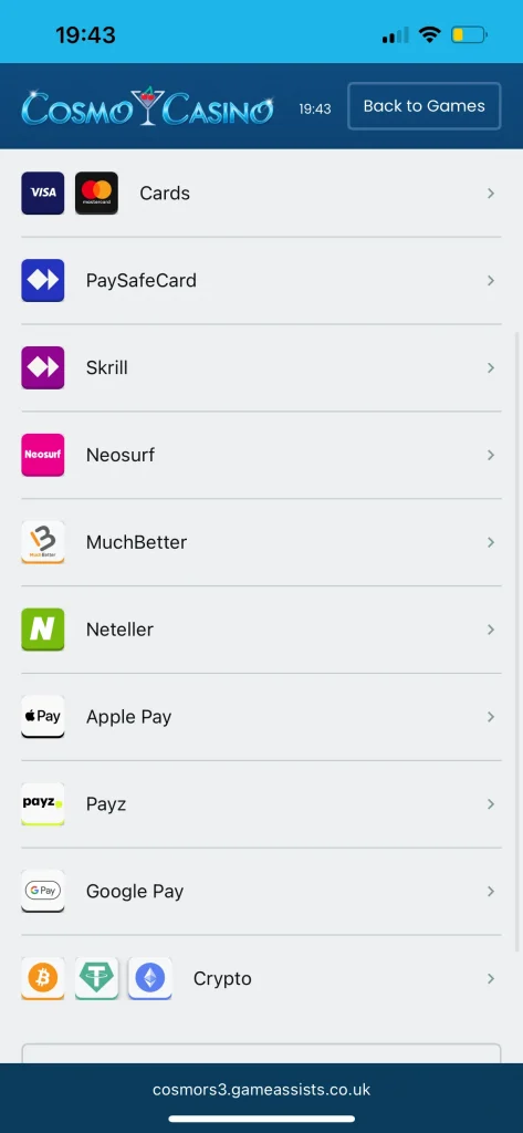 cosmo casino deposit