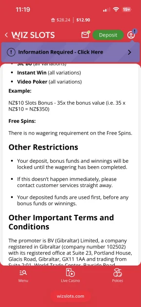 wiz slots casino info