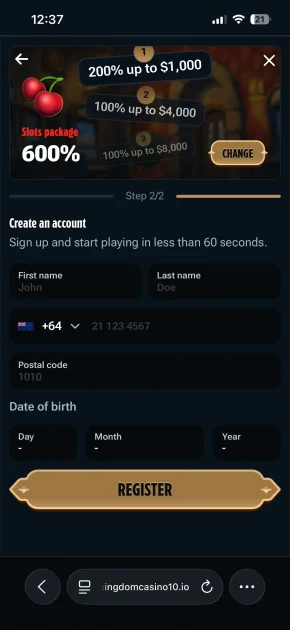 kingdom casino bonus