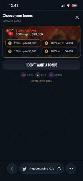 kingdom casino bonus