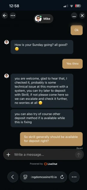 kingdom casino support