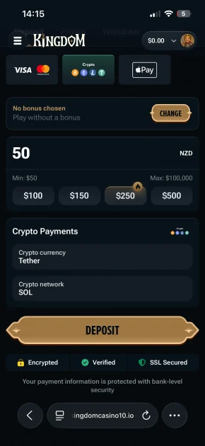 kingdom casino deposit